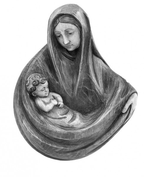 Madonnenrelief mit Kind, modern