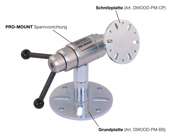 Woodcut Pro Mount inkl. Schnitzplatte, Grundplatte, Adapter M33 x 3,5 mm